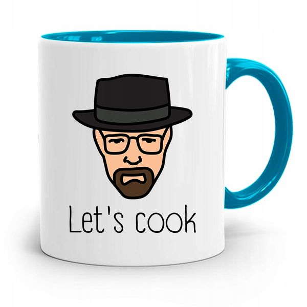 Kubek Błękitny Prezent Dla Kucharza Let's Cook Z Nadrukiem Ze Zdjęciem zdjęcie 1