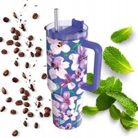 KUBEK TERMICZNY ZE SŁOMKĄ I UCHWYTEM NA KAWĘ, na Herbatę, BPA Free, Termos