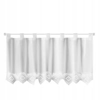 Firana gotowa na szelkach zazdrostka ISAAC 150x60 biała +koronka