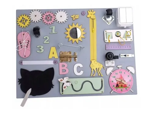 TABLICA MANIPULACYJNA SENSORYCZNA MONTESSORI 17W1 na Arena.pl