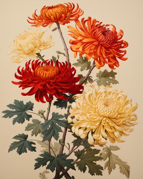 Plakat 40x50cm Tańczące Chryzantemy zdjęcie 1