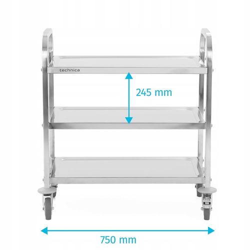 WÓZEK KELNERSKI 3-PÓŁKOWY NIERDZEWNY 75X40X83,5 CM GASTRONOMICZNY TECHNICA na Arena.pl