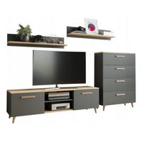 Meblościanka Fiord antracyt/dąb artisan