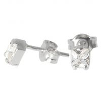 KOLCZYKI SREBRNE NA SZTYFT Z PROSTOKĄTNĄ CYRKONIĄ SREBRO PRÓBY 925