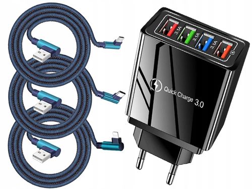 ŁADOWARKA SIECIOWA QC 3.0 MICRO TYP C LIGHTNING 2M na Arena.pl