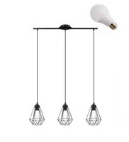 LED LAMPA WISZĄCA SOPHIA 3-PUNKTOWA E27 CZARNA METAL