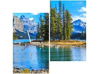 60X60CM ZEGAR JEZIORO MALIGNE OBRAZ DREWNO ŚCIAN KWADRAT