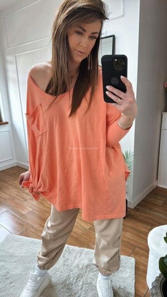 BY O LA LA! BLUZKA BASIC WĘZEŁ PAPAYA UNI zdjęcie 2