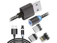Kabel magnetyczny 3w1 2.4a usb micro lightning typ-c do iphone przewód