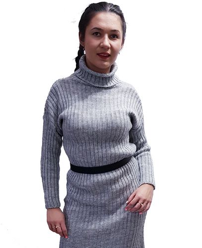 Sweter Długi z Golfem Szary na Arena.pl