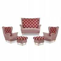 Zestaw uszak CAROL DUO sofa fotele pufy Family Meble różowo - czerwony