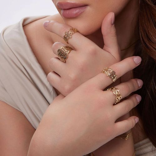 pierścionek złoty ażurowy z cyrkoniami - kwiaty 11 na Arena.pl