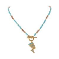 Naszyjnik z turkusów z zawieszką Nefretete (C25/LAT/93AU)