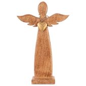 Drewniany Anioł Figurka Anioła Dekoracyjna Ozdobna Figura Stojąca 42 cm