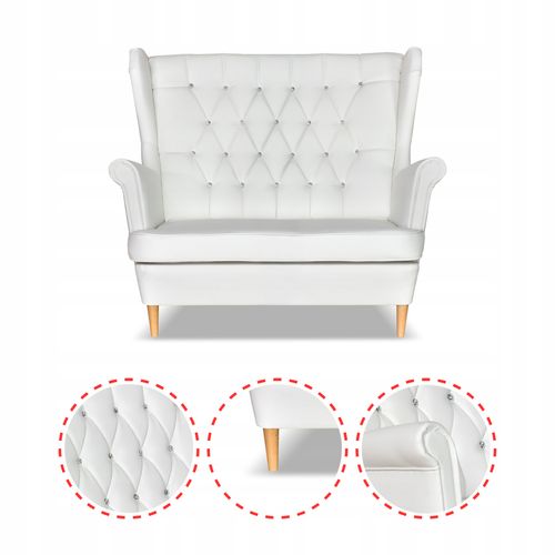 Zestaw uszak Gaja ekoskóra skaj sofa fotele Family Meble biały na Arena.pl