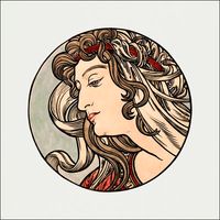 Stained glass window for the facade of the Fouquet boutique, Alphonse Maria Mucha - plakat 50x50 cm