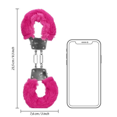 furry metal hand cuffs - pink na Arena.pl