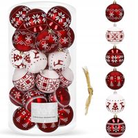 BOMBKI CHOINKOWE OZDOBY ŚWIĄTECZNE ZESTAW BOMBEK 30szt. NA CHOINKĘ CZERWONE