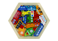 Puzzle Układanka Pojazdy Rakieta Klocki Drewniane Kolorowe 15 ele.