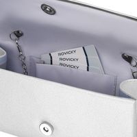 elegancka kopertówka damska w srebrnym kolorze wykonana ze skóry