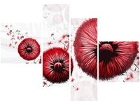 100 70CM OBRAZ 4 ELEM CZERWONE DMUCHAWCE DRUK PŁÓTNO RAMA