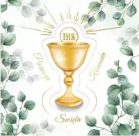 Karnet Kw Komunia. Kielich Z Eukaliptusem