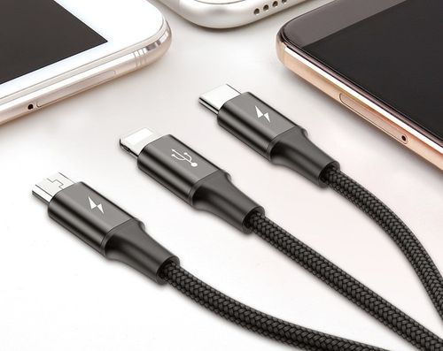 Kabel USB Baseus Rapid 3w1 USB Typ-C / Lightning / Micro 1,2m - czarny na Arena.pl