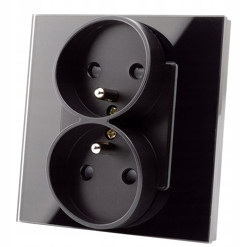 Gniazdo Gniazdko z Bolcem Podwójne Szklane z Uziemieniem Szkło MIUUN na Arena.pl