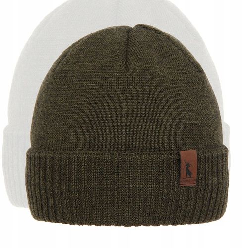 Czapka MYŚLIWSKA dla myśliwego WEŁNA MERINO khaki olive uniwersalna na Arena.pl