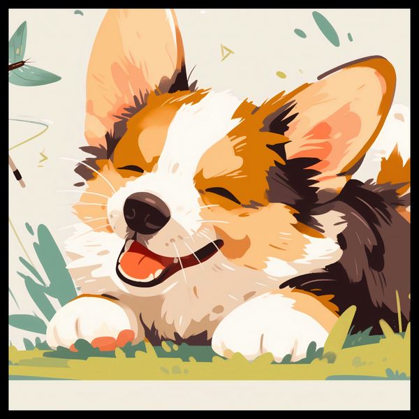 Plakat 70x70cm Beztroski Corgi zdjęcie 2