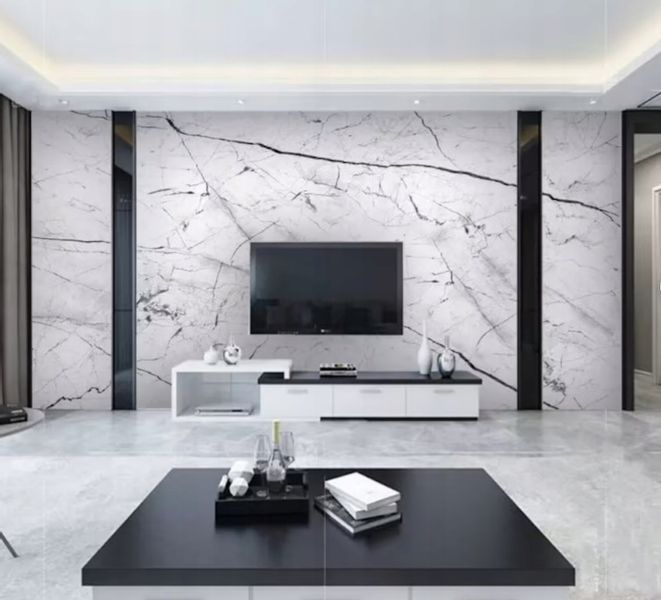 Gres wielkoformatowy BIAŁY MARMUR ŻYŁKA Wysoki POŁYSK 120x280 - DUŻA ILOŚĆ zdjęcie 1