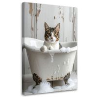 Obraz nowoczesny do łazienki wc pokoju na prezent, Kot siedzący