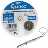 Zestaw śrubek do okularów i zegarków 1000szt + śrubokręt GEKO G02936