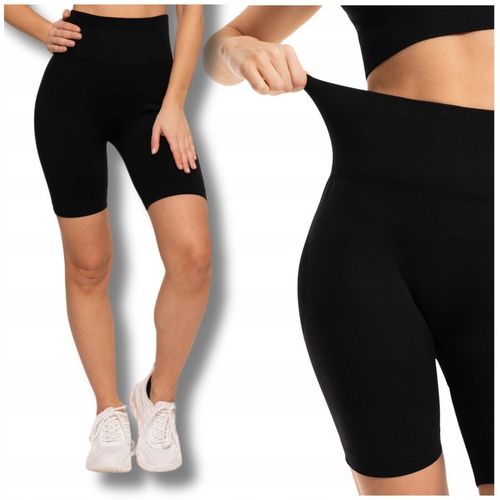 Czarne Kolarki KRÓTKIE LEGGINSY DAMSKIE Push-Up Wysoki Stan MORAJ L/XL na Arena.pl
