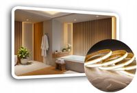 LUSTRO LED 80x60 cm ZAOKRĄGLONE ROGI PIASKOWANE PODŚWIETLANE + COB 480 diod