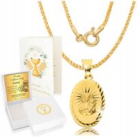 Złoty Łańcuszek z Medalikiem 925 Chrzest Komunia Grawer