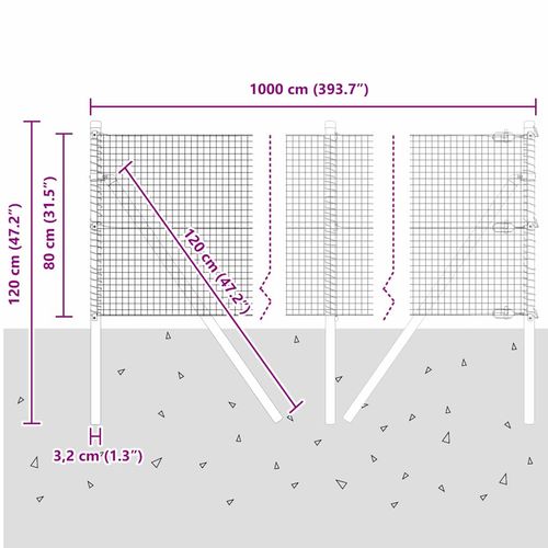 Ogrodzenie z słupkami Srebrny 0.8 x 10 m Stal na Arena.pl