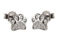 Eleganckie rodowane srebrne kolczyki celebrytki psie kocie łapki białe cyrkonie srebro 925 K2720