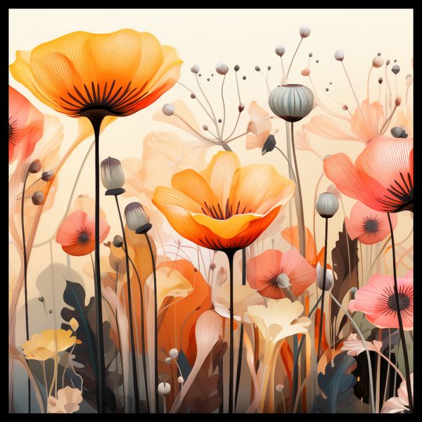 Plakat 70x70cm Taneczne Maki zdjęcie 2