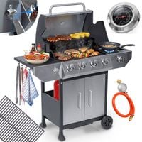 Grill gazowy ogrodowy żeliwny ruszt z pokrywą 4+1 palniki Berdsen BD-896