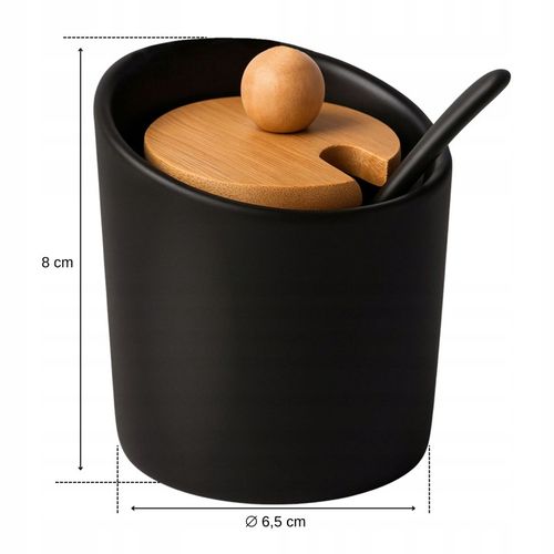 CUKIERNICA CUKIERNICZKA Z ŁYŻECZKĄ Z POKRYWKĄ CZARNA POJEMNIK NA CUKIER na Arena.pl