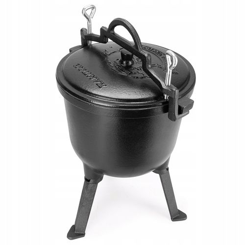 KOCIOŁEK MYŚLIWSKI ŻELIWNY EMALIOWANY GARNEK STOJĄCY NA OGNISKO 10L na Arena.pl