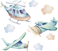 zestaw NAKLEJEK na ścianę SAMOLOTY do pokoju dzieci S