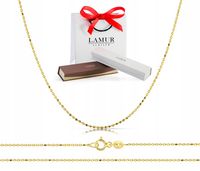ZŁOTY ŁAŃCUSZEK KULKOWY 585 Z DIAMENTOWANYMI KULECZKAMI 45 CM + GRATISY