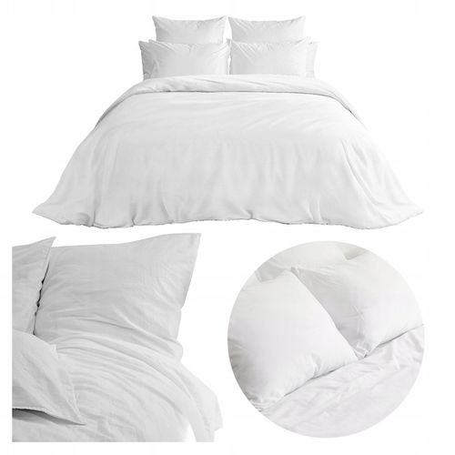 POŚCIEL HOTELOWA 160x200 cm BIAŁA BAWEŁNA 140 gr + POSZEWKA 70x80 cm na Arena.pl