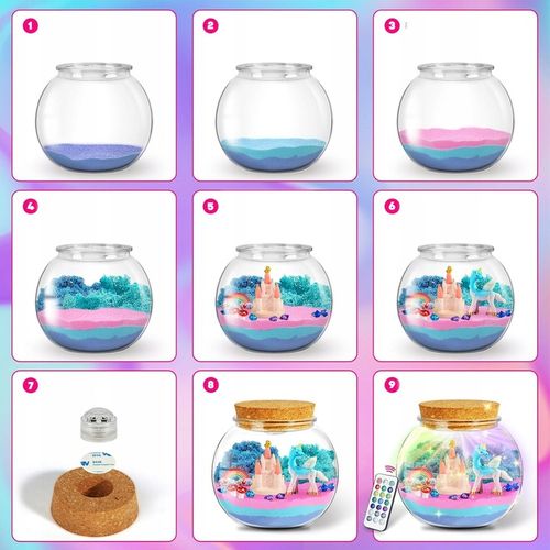 ZESTAW KREATYWNY JEDNOROŻEC MAGICZNE TERRARIUM AKWA DIY LAMPKA LED KRYSZTAŁ na Arena.pl