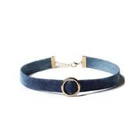 naszyjnik denim choker z kółeczkiem - n470