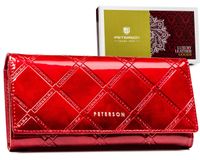 duży, skórzany portfel damski na zatrzask - peterson