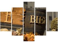 70 100CM OBRAZ 5 ELEM BECZKA PIWA DRUK PŁÓTNO