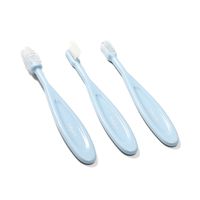 BABYONO Zestaw 3 szczoteczek do zębów dla dzieci i niemolwąt NIEBIESKI